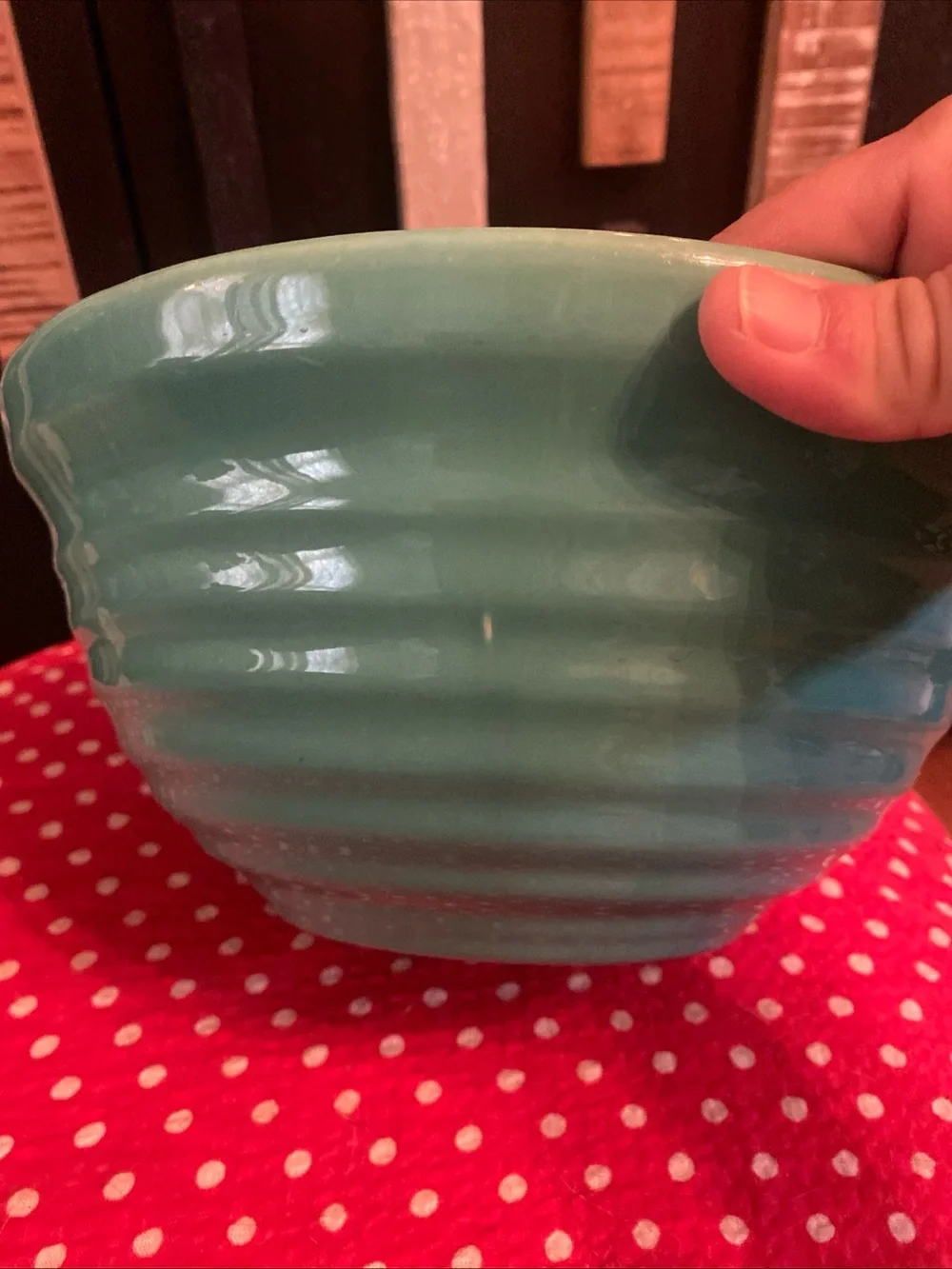 Vintage Bauer Pottery Ringware Mixing Bowl #12 Turquoise Jade Green Beehive